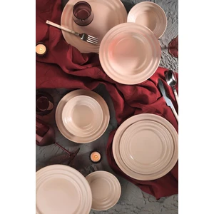 Kütahya Porselen New Tuvana 24 Parça 6 Kişilik Yemek Seti Pembe