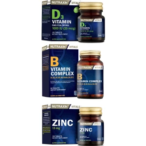 B Vitamini 60 Tablet + D3 Vitamini 1000 Iu 120 Tablet + Çinko 15 Mg 100 Tablet