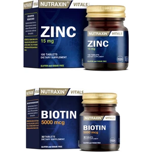 Çinko Takviyesi 15 Mg 100 Tablet + Biotin 5000 Mcg 30 Tablet