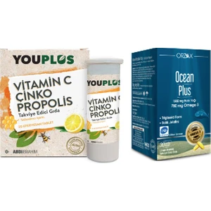 Vitamin C , Çinko ve Propolis Içeren 20 Efervesan Tablet+Ocean 1200MG Omega 3 Balık Yağı 30 Kapsül