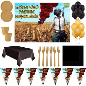 Parti Furyası Pubg  Afişli Doğum Günü Parti Süsleri 24  Kişilik