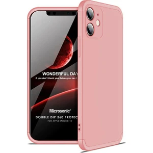 Apple iPhone 12 Kılıf Double Dip 360 Protective Rose Gold