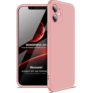Apple iPhone 12 Mini Kılıf Double Dip 360 Protective Rose Gold