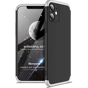 Apple iPhone 12 Mini Kılıf Double Dip 360 Protective Siyah - Gri