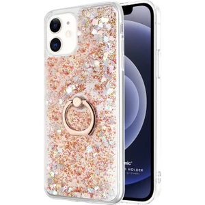 Apple iPhone 12 Mini Kılıf Glitter Liquid Holder Gold
