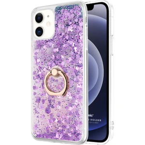 Apple iPhone 12 Mini Kılıf Glitter Liquid Holder Mor