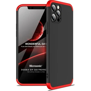 Apple iPhone 12 Pro Kılıf Double Dip 360 Protective Siyah - Kırmızı