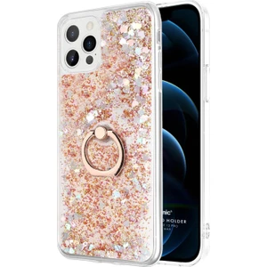 Apple iPhone 12 Pro Max Kılıf Glitter Liquid Holder Gold