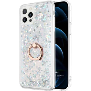 Apple iPhone 12 Pro Max Kılıf Glitter Liquid Holder Gümüş