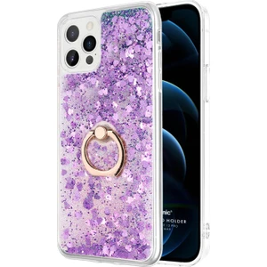 Apple iPhone 12 Pro Max Kılıf Glitter Liquid Holder Mor