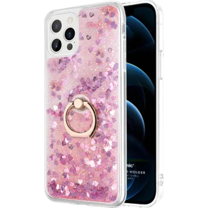 Apple iPhone 12 Pro Max Kılıf Glitter Liquid Holder Pembe