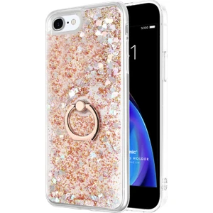 Apple iPhone 8 Kılıf Glitter Liquid Holder Gold