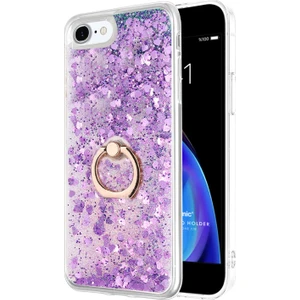 Apple iPhone 8 Kılıf Glitter Liquid Holder Mor