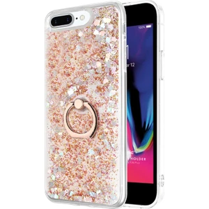 Apple iPhone 8 Plus Kılıf Glitter Liquid Holder Gold