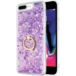 Apple iPhone 8 Plus Kılıf Glitter Liquid Holder Mor