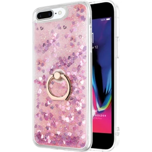 Apple iPhone 8 Plus Kılıf Glitter Liquid Holder Pembe