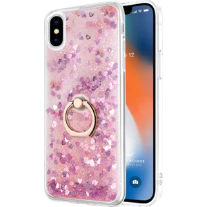 Apple iPhone x Kılıf Glitter Liquid Holder Pembe