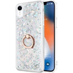 Apple iPhone Xr Kılıf Glitter Liquid Holder Gümüş