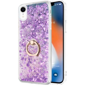 Apple iPhone Xr Kılıf Glitter Liquid Holder Mor