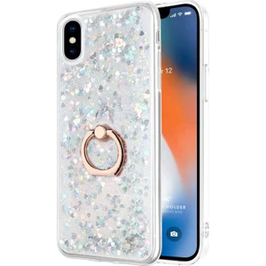 Apple iPhone Xs Kılıf Glitter Liquid Holder Gümüş