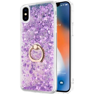 Apple iPhone Xs Kılıf Glitter Liquid Holder Mor