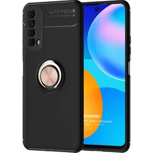 Huawei P Smart 2021 Kılıf Kickstand Ring Holder Siyah - Rose