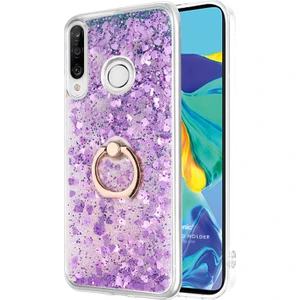Huawei P30 Lite Kılıf Glitter Liquid Holder Mor