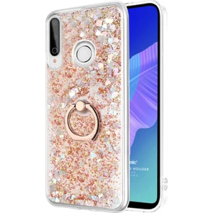 Huawei P40 Lite E Kılıf Glitter Liquid Holder Gold