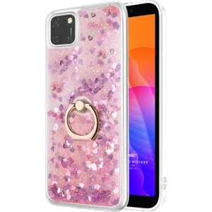 Huawei Y5P Kılıf Glitter Liquid Holder Pembe