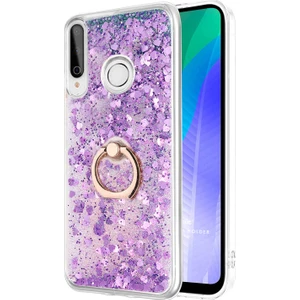 Huawei Y6P Kılıf Glitter Liquid Holder Mor