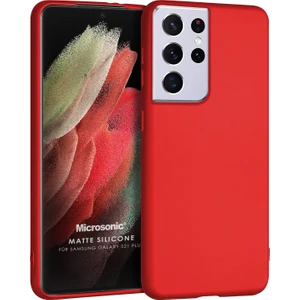 Matte Silicone Galaxy S21 Ultra Kılıf Kırmızı