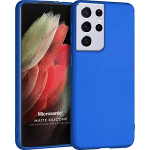 Matte Silicone Galaxy S21 Ultra Kılıf Mavi