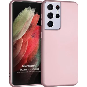 Matte Silicone Galaxy S21 Ultra Kılıf Rose Gold