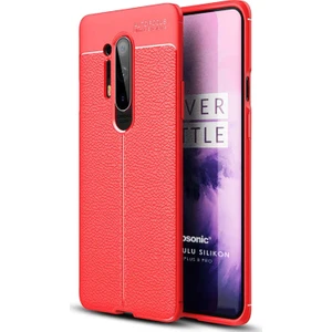 Oneplus 8 Pro Kılıf Deri Dokulu Silikon Kırmızı