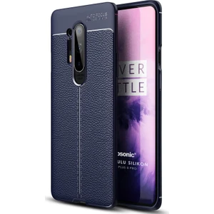 Oneplus 8 Pro Kılıf Deri Dokulu Silikon Lacivert