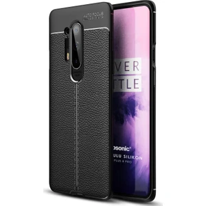 Oneplus 8 Pro Kılıf Deri Dokulu Silikon Siyah