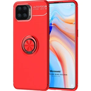 Oppo A73 Kılıf Kickstand Ring Holder Kırmızı