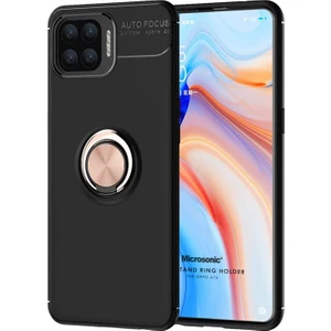 Oppo A73 Kılıf Kickstand Ring Holder Siyah - Rose