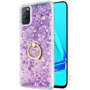 Oppo A72 Kılıf Glitter Liquid Holder Mor