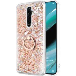 Oppo Reno 2z Kılıf Glitter Liquid Holder Gold