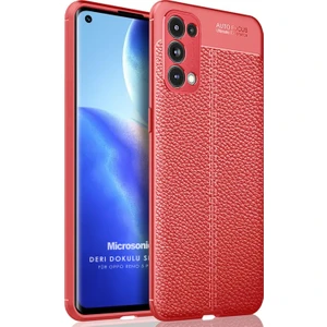Oppo Reno 5 Pro 5g Kılıf Deri Dokulu Silikon Kırmızı