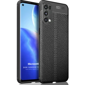 Oppo Reno 5 Pro 5g Kılıf Deri Dokulu Silikon Siyah