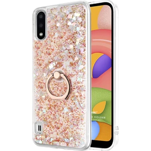 Samsung Galaxy A01 Kılıf Glitter Liquid Holder Gold