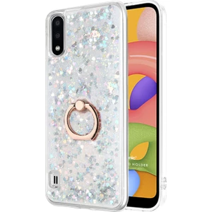 Samsung Galaxy A01 Kılıf Glitter Liquid Holder Gümüş