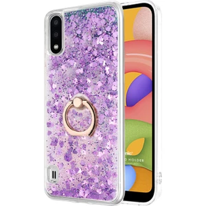 Samsung Galaxy A01 Kılıf Glitter Liquid Holder Mor
