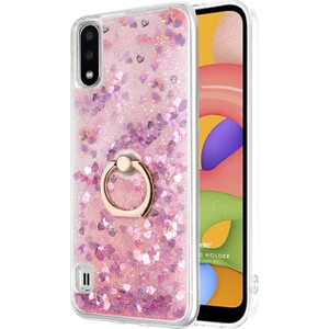 Samsung Galaxy A01 Kılıf Glitter Liquid Holder Pembe