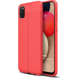 Samsung Galaxy A02S Kılıf Deri Dokulu Silikon Kırmızı