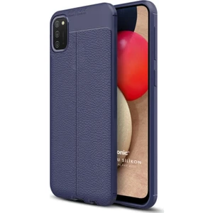 Samsung Galaxy A02S Kılıf Deri Dokulu Silikon Lacivert
