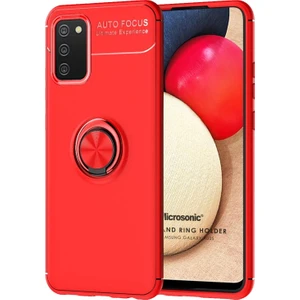 Samsung Galaxy A02S Kılıf Kickstand Ring Holder Kırmızı