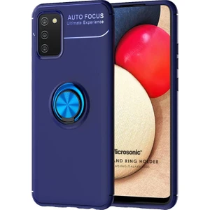 Samsung Galaxy A02S Kılıf Kickstand Ring Holder Lacivert